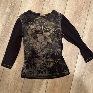 Juniors Small Three quarter length Blue Cannon Clothing top 100% cotton